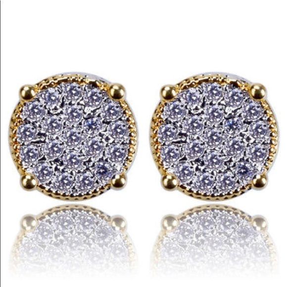 NEW Micro Pave Men's Diamond Earrings Screw Back - Picture 4 of 4